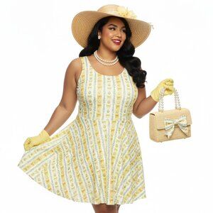 Plus Size Yellow Easter Egg 1950s Swing Dress